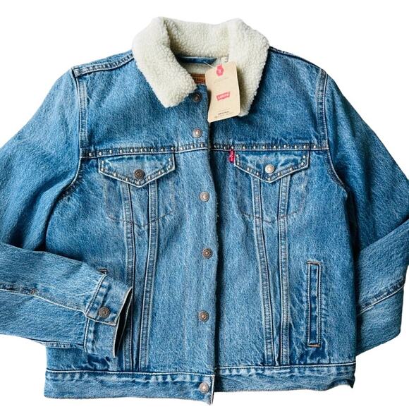 Levi's Womens Stellar Sherpa Trucker Denim Jean Jacket Size XS NEW $108 Classic - Picture 4 of 10